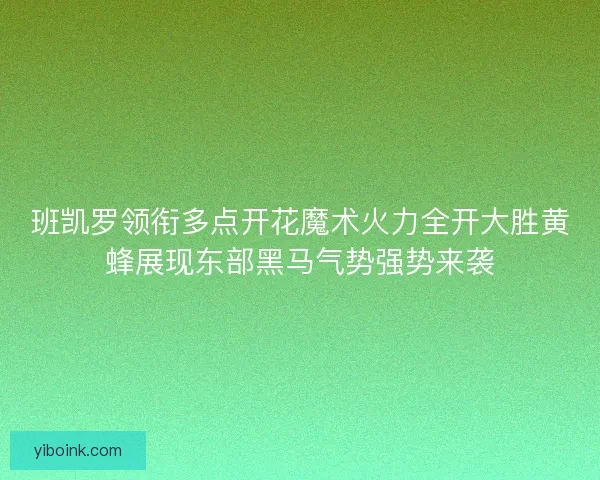 班凯罗领衔多点开花魔术火力全开大胜黄蜂展现东部黑马气势强势来袭