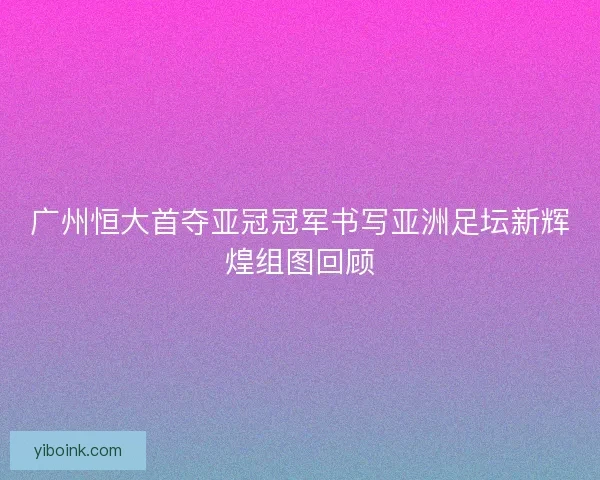 广州恒大首夺亚冠冠军书写亚洲足坛新辉煌组图回顾